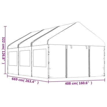 vidaXL Κιόσκι με Τέντα Λευκό 6,69 x 4,08 x 3,22 μ. από Πολυαιθυλένιο