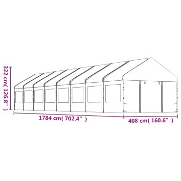 vidaXL Κιόσκι με Τέντα Λευκό 17,84 x 4,08 x 3,22 μ. από Πολυαιθυλένιο
