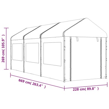 vidaXL Κιόσκι με Τέντα Λευκό 6,69 x 2,28 x 2,69 μ. από Πολυαιθυλένιο