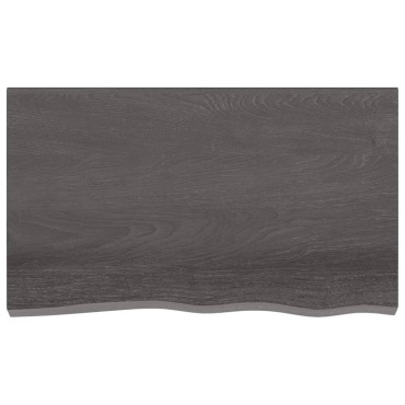 vidaXL Ράφι Τοίχου Σκούρο Καφέ 100x60x(2-6)cm Επεξ. Μασίφ Ξύλο Δρυός 1 τεμ.