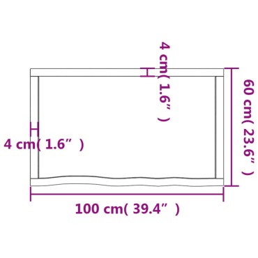 vidaXL Ράφι Τοίχου Σκούρο Καφέ 100x60x(2-6)cm Επεξ. Μασίφ Ξύλο Δρυός 1 τεμ.