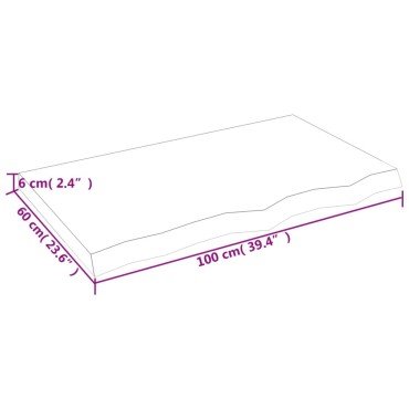 vidaXL Ράφι Τοίχου Σκούρο Καφέ 100x60x(2-6)cm Επεξ. Μασίφ Ξύλο Δρυός 1 τεμ.