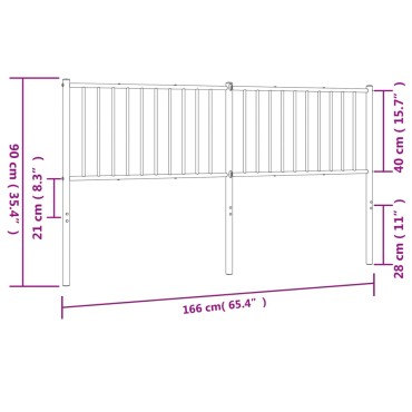 vidaXL Κεφαλάρι Μαύρο Μεταλλικό 166x3x90cm 1 τεμ.