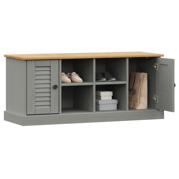 vidaXL Παπουτσοθήκη VIGO Γκρι 106x35x45cm από Μασίφ Ξύλο Πεύκου 1 τεμ.