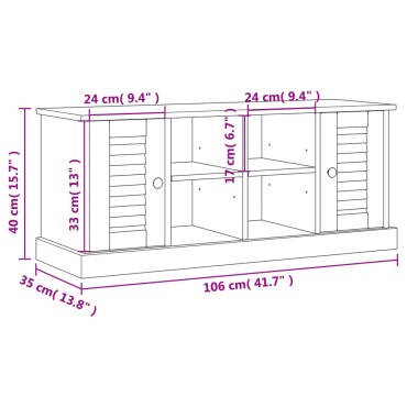 vidaXL Παπουτσοθήκη VIGO Γκρι 106x35x45cm από Μασίφ Ξύλο Πεύκου 1 τεμ.
