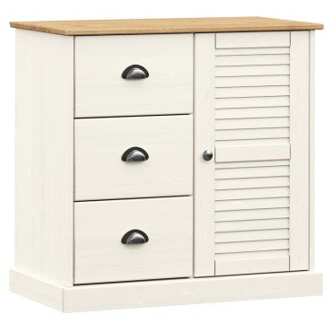 vidaXL Ντουλάπι με Συρτάρια VIGO Λευκό 78x40x75cm Μασίφ Ξύλο Πεύκου 1 τεμ.