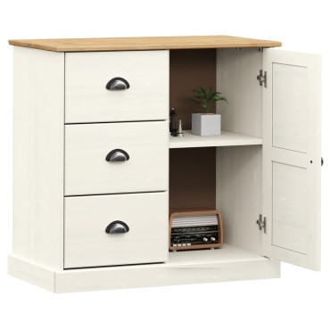 vidaXL Ντουλάπι με Συρτάρια VIGO Λευκό 78x40x75cm Μασίφ Ξύλο Πεύκου 1 τεμ.