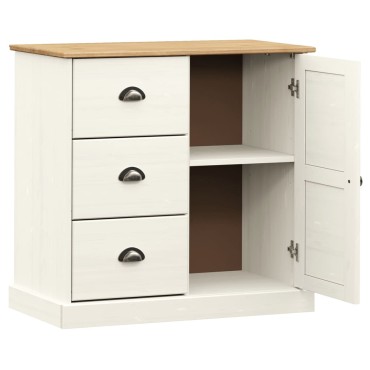 vidaXL Ντουλάπι με Συρτάρια VIGO Λευκό 78x40x75cm Μασίφ Ξύλο Πεύκου 1 τεμ.