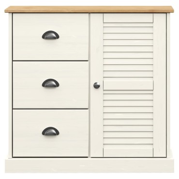 vidaXL Ντουλάπι με Συρτάρια VIGO Λευκό 78x40x75cm Μασίφ Ξύλο Πεύκου 1 τεμ.