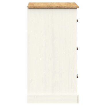 vidaXL Ντουλάπι με Συρτάρια VIGO Λευκό 78x40x75cm Μασίφ Ξύλο Πεύκου 1 τεμ.