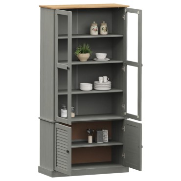 vidaXL Βιτρίνα VIGO Γκρι 85x35x170cm από Μασίφ Ξύλο Πεύκου 1 τεμ.