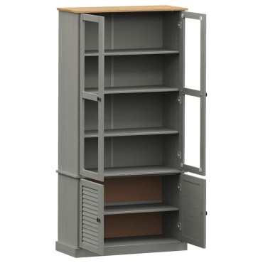 vidaXL Βιτρίνα VIGO Γκρι 85x35x170cm από Μασίφ Ξύλο Πεύκου 1 τεμ.