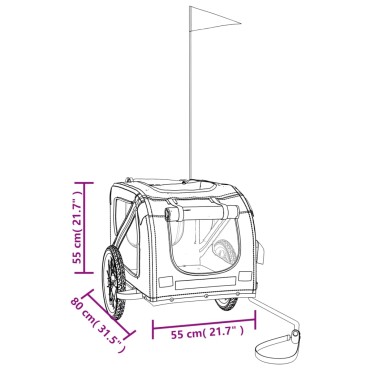vidaXL Τρέιλερ Ποδηλάτου Κατοικίδιων Μαύρο/Γκρι Ύφασμα Oxford/Σίδηρος