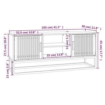 vidaXL Έπιπλο Τηλεόρασης Μαύρο 105x30x45cm Επεξεργασμένο Ξύλο/Σίδερο