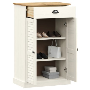 vidaXL Παπουτσοθήκη Λευκή VIGO 60x35x96cm από Μασίφ Ξύλο Πεύκου