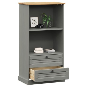 vidaXL Βιβλιοθήκη VIGO Γκρι 60x35x114,5cm από Μασίφ Ξύλο Πεύκου 1 τεμ.