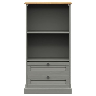 vidaXL Βιβλιοθήκη VIGO Γκρι 60x35x114,5cm από Μασίφ Ξύλο Πεύκου 1 τεμ.