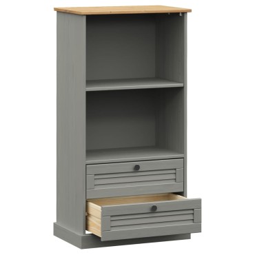 vidaXL Βιβλιοθήκη VIGO Γκρι 60x35x114,5cm από Μασίφ Ξύλο Πεύκου 1 τεμ.
