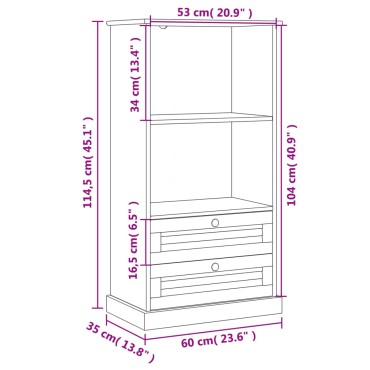 vidaXL Βιβλιοθήκη VIGO Γκρι 60x35x114,5cm από Μασίφ Ξύλο Πεύκου 1 τεμ.