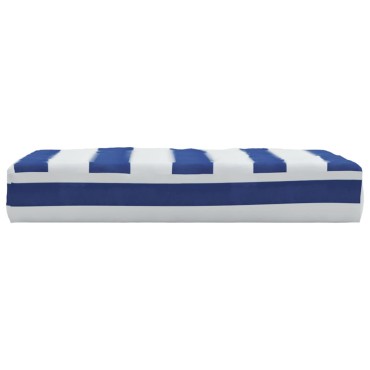 vidaXL Μαξιλάρι Παλέτας Μπλε & Λευκό Ριγέ 60x60x8cm Ύφασμα Oxford