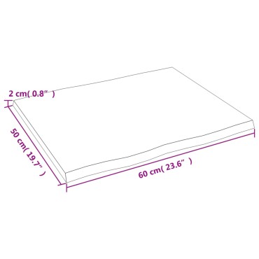 vidaXL Επιφ Τραπεζιού Αν Καφέ 60x50x2cm Επ Μασίφ Ξύλο Δρυός Live Edge 1 τεμ.