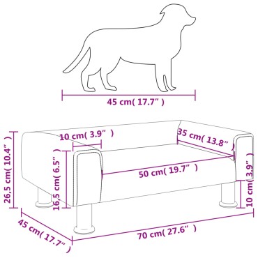 vidaXL Κρεβάτι Σκύλου Ανοιχτό Γκρι 70 x 45 x 26,5 εκ. Βελούδινο