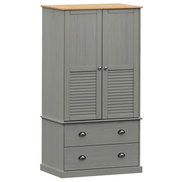 vidaXL Ντουλάπα VIGO Γκρι 90x55x170cm από Μασίφ Ξύλο Πεύκου 1 τεμ.