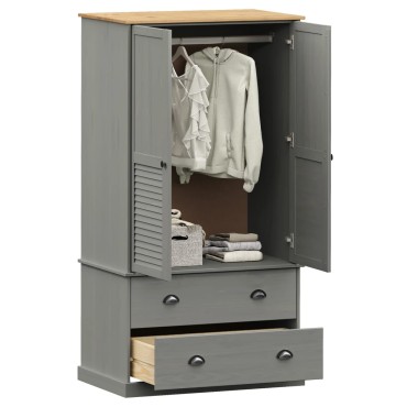 vidaXL Ντουλάπα VIGO Γκρι 90x55x170cm από Μασίφ Ξύλο Πεύκου 1 τεμ.