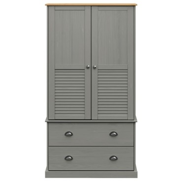 vidaXL Ντουλάπα VIGO Γκρι 90x55x170cm από Μασίφ Ξύλο Πεύκου 1 τεμ.