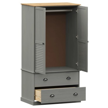 vidaXL Ντουλάπα VIGO Γκρι 90x55x170cm από Μασίφ Ξύλο Πεύκου 1 τεμ.