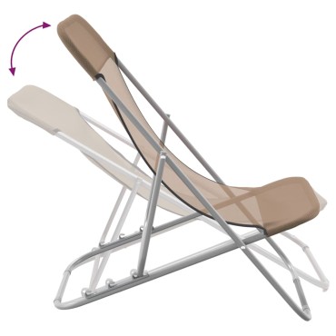 vidaXL Καρέκλες Παραλίας Πτυσ. 2 τεμ. Taupe Textilene&Ατσάλι με Πούδρα 85x58x83cm
