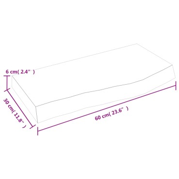 vidaXL Ράφι Τοίχου Σκούρο Καφέ 60x30x(2-6)cm Επεξ. Μασίφ Ξύλο Δρυός 1 τεμ.