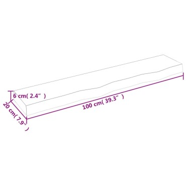 vidaXL Ράφι Τοίχου Σκούρο Καφέ 100x20x6cm Επεξεργ. Μασίφ Ξύλο Δρυός 1 τεμ.