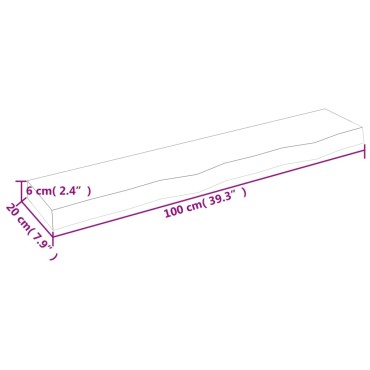 vidaXL Ράφι Τοίχου Σκούρο Καφέ 100x20x6cm Επεξεργ. Μασίφ Ξύλο Δρυός 1 τεμ.