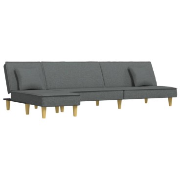vidaXL Καναπές Κρεβάτι Γωνιακός Σκούρο Γκρι 255x140x70cm Υφασμάτινος 1 τεμ.
