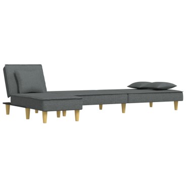 vidaXL Καναπές Κρεβάτι Γωνιακός Σκούρο Γκρι 255x140x70cm Υφασμάτινος 1 τεμ.
