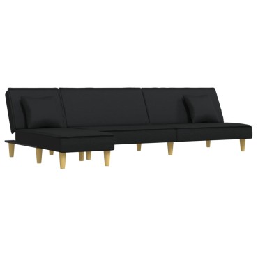 vidaXL Καναπές Κρεβάτι Γωνιακός Μαύρος 255x140x70cm Υφασμάτινος 1 τεμ.