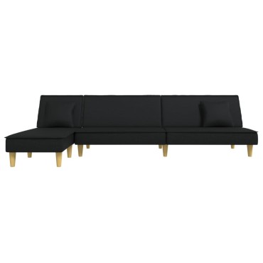 vidaXL Καναπές Κρεβάτι Γωνιακός Μαύρος 255x140x70cm Υφασμάτινος 1 τεμ.