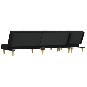 vidaXL Καναπές Κρεβάτι Γωνιακός Μαύρος 255x140x70cm Υφασμάτινος 1 τεμ.