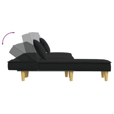 vidaXL Καναπές Κρεβάτι Γωνιακός Μαύρος 255x140x70cm Υφασμάτινος 1 τεμ.