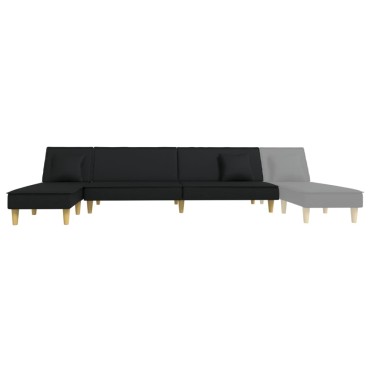 vidaXL Καναπές Κρεβάτι Γωνιακός Μαύρος 255x140x70cm Υφασμάτινος 1 τεμ.