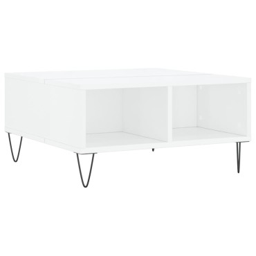 vidaXL Τραπεζάκι Σαλονιού Γυαλ. Λευκό 60x60x30cm Επεξεργασμένο Ξύλο 1 τεμ.
