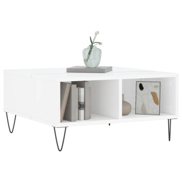 vidaXL Τραπεζάκι Σαλονιού Γυαλ. Λευκό 60x60x30cm Επεξεργασμένο Ξύλο 1 τεμ.