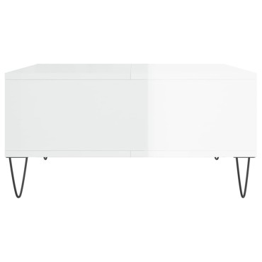 vidaXL Τραπεζάκι Σαλονιού Γυαλ. Λευκό 60x60x30cm Επεξεργασμένο Ξύλο 1 τεμ.