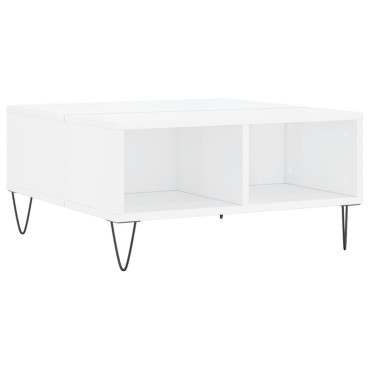 vidaXL Τραπεζάκι Σαλονιού Γυαλ. Λευκό 60x60x30cm Επεξεργασμένο Ξύλο 1 τεμ.