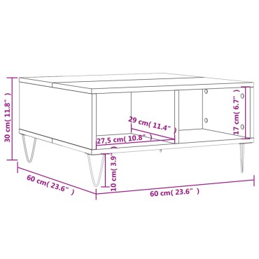 vidaXL Τραπεζάκι Σαλονιού Μαύρο 60x60x30cm από Επεξεργασμένο Ξύλο 1 τεμ.