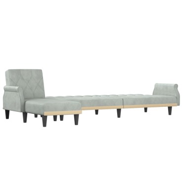 vidaXL Καναπές Κρεβάτι Γωνιακός Αν. Γκρι 271x140x70cm Βελούδινος 1 τεμ.