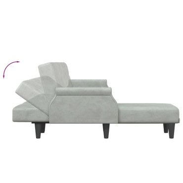 vidaXL Καναπές Κρεβάτι Γωνιακός Αν. Γκρι 271x140x70cm Βελούδινος 1 τεμ.