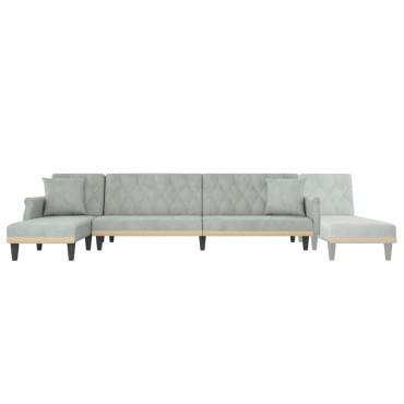 vidaXL Καναπές Κρεβάτι Γωνιακός Αν. Γκρι 271x140x70cm Βελούδινος 1 τεμ.