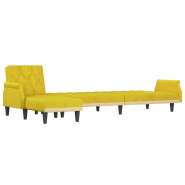 vidaXL Καναπές Κρεβάτι Γωνιακός Κίτρινος 271x140x70cm Βελούδινος 1 τεμ.